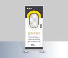 Modern geomertic dark and yellow shape roll up banner template design vector