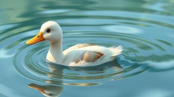 Duck swims gracefully in tranquil waters surrounded by soft ripples on a sunny day photo