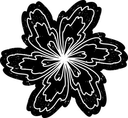 a black and white drawing of a flower