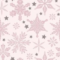 a pink and gray snowflake pattern with stars vector