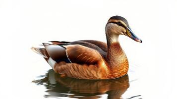 Mallard drake swimming peacefully in clear water during a sunny day photo