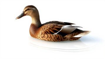 Realistic duck swimming on calm water with gentle ripples created by its movements photo