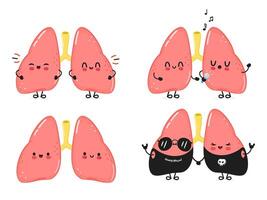 Funny Lungs characters bundle set. hand drawn doodle style cartoon character illustration icon design. Cute Lungs mascot character collection vector