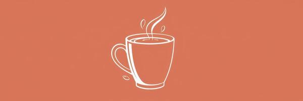 Warm cup of tea with steam rising, set against an orange backdrop, capturing a moment of comfort and relaxation photo