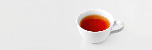 Warm cup of herbal tea on a simple white background offers comfort and relaxation in a calming setting photo