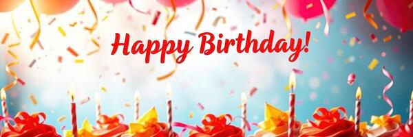 Celebratory birthday decorations with cake and balloons create a festive atmosphere for a joyous occasion photo