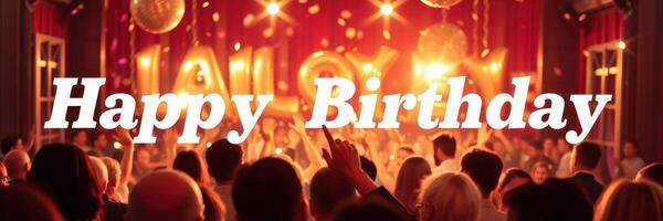 Exciting birthday celebration with guests enjoying lively atmosphere filled with confetti and decorations photo