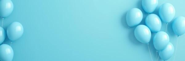 Bright blue balloons on a pastel background create a festive atmosphere perfect for celebrations or events photo