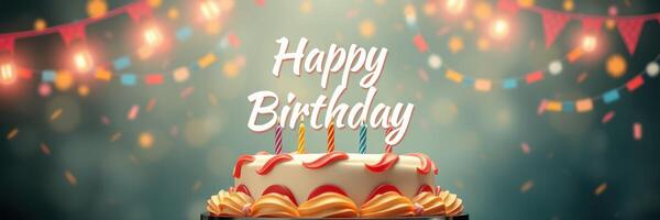 Colorful birthday celebration with a decorated cake and festive atmosphere creating a joyful ambiance for a special occasion photo