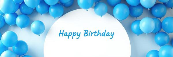 Celebration with blue balloons surrounding a cheerful birthday message for a special occasion photo