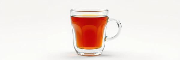 Hot beverage steaming in clear glass cup showcasing rich amber color and smooth texture in a minimalist setting photo