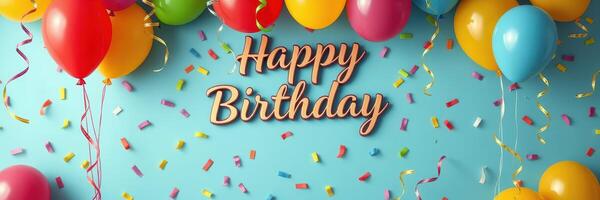 Colorful birthday celebration with balloons and festive decorations on a cheerful backdrop photo