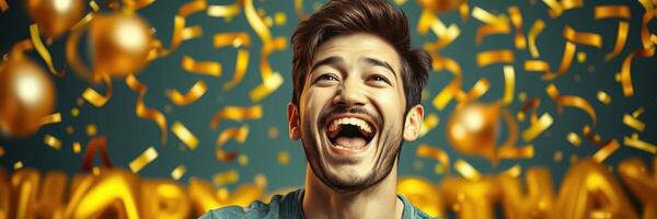 Celebrating a joyful moment with confetti and laughter during a festive gathering photo