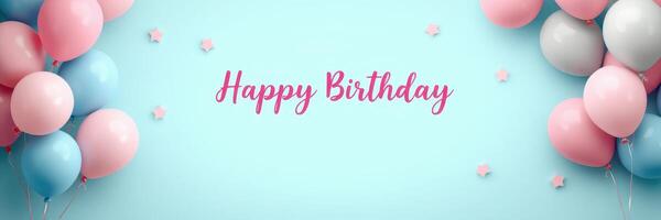 Colorful birthday celebration with balloons and cheerful decorations in a festive setting photo