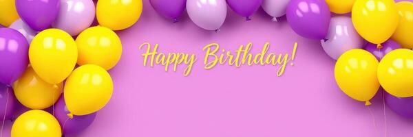 Colorful balloons create a festive backdrop for a birthday celebration on a cheerful pink wall photo
