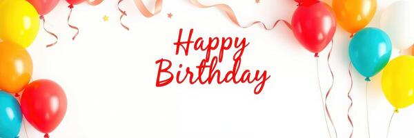 Colorful birthday celebration decorations with balloons and festive background showcasing a cheerful atmosphere photo