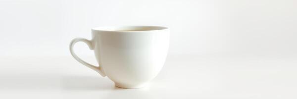 Empty white cup sits on a minimalist background highlighting simplicity in design and functionality photo