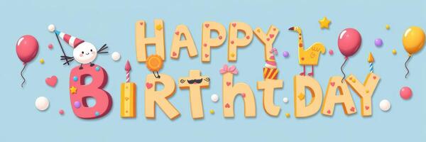 Colorful birthday celebration theme with cheerful decorations for festive occasions and events photo