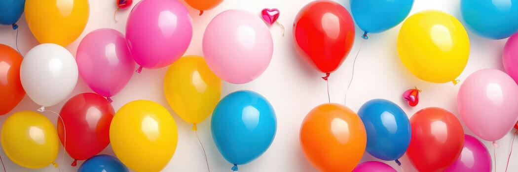 Colorful balloons of various shapes and sizes create a festive atmosphere for celebrations and parties photo