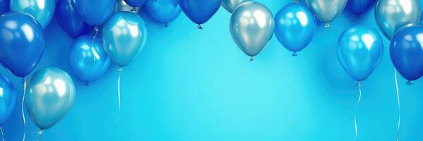 Blue and silver balloons brighten up the celebration in a cheerful backdrop photo