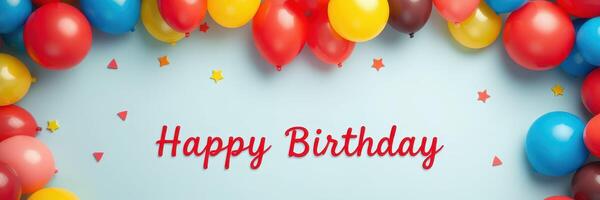 Colorful birthday celebration with balloons and decorations for a joyful occasion photo