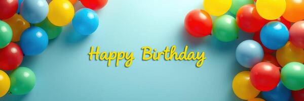Colorful balloons and festive greeting create a joyful atmosphere for a birthday celebration photo