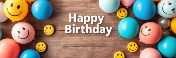 Colorful balloons and cheerful decorations celebrate a joyful birthday party moment with smiles all around photo
