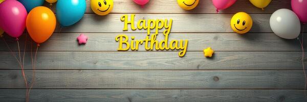 Colorful balloons and cheerful decorations create a festive birthday atmosphere for celebration photo