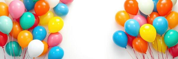 Colorful balloons fill a wall for a festive celebration in a bright, cheerful setting photo