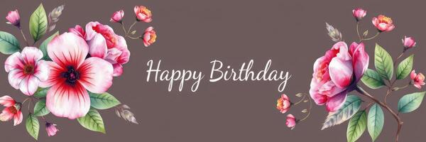 Colorful floral design with birthday greeting that adds cheer to celebrations and events for special occasions photo