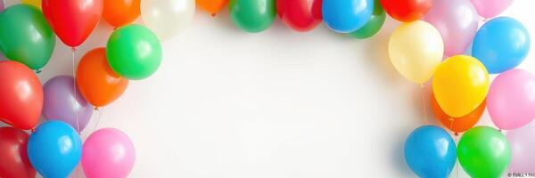 Colorful balloons creating a festive arch for celebrations at a birthday party in daylight photo
