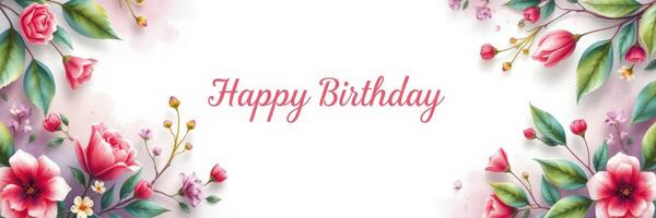 Beautiful floral border with a warm message for a birthday celebration photo