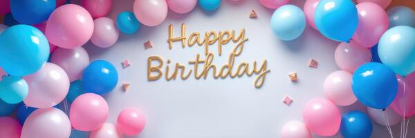 Colorful birthday balloons and decorations creating a festive atmosphere for celebration photo