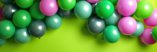 Colorful balloons arranged in vibrant display for a festive celebration or party decoration photo