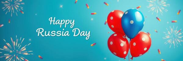 Celebration of Russia Day with colorful balloons and festive decorations in a cheerful setting photo