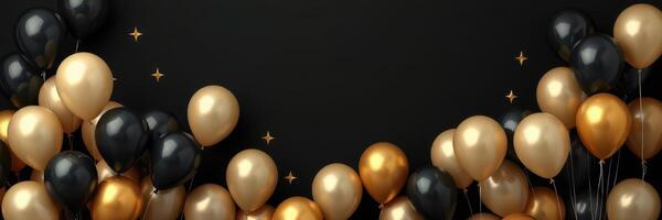 Colorful balloons create a festive atmosphere for celebrations and events in a stylish black background setting photo