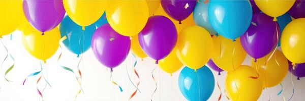 Colorful balloons decorate a festive celebration filled with joy and excitement for all attendees photo
