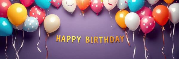 Colorful balloons celebrate a cheerful birthday with festive decorations in a joyful atmosphere photo