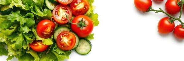 Fresh vegetables are beautifully arranged on a clean surface, showcasing vibrant colors and textures for healthy meal preparation photo