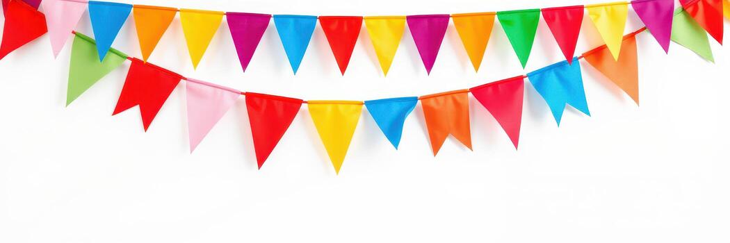 Colorful party flags create a festive atmosphere for celebrations and gatherings in bright hues and playful designs photo
