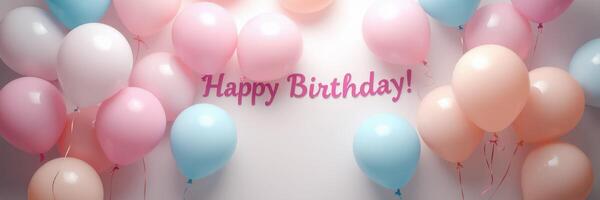 Colorful birthday celebration setup with balloons and cheerful decorations for special occasion photo
