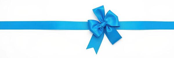 Bright blue satin ribbon with a bow, perfect for gift wrapping or decoration events photo