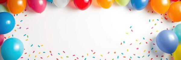 Colorful balloons and confetti create a festive atmosphere for a celebration event photo