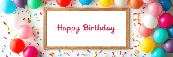 Celebration of a joyful birthday with colorful balloons and decorations in a festive setting photo