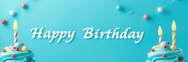 Colorful birthday celebration with cake and decorations for a joyful occasion photo