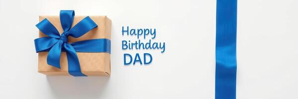 Thoughtful birthday gift for dad celebrating a special occasion with a blue ribbon and cheerful message photo