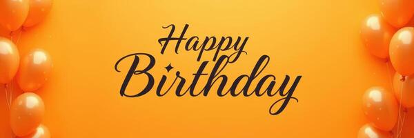 Celebration of a joyful birthday with vibrant orange balloons and cheerful wishes in a festive atmosphere photo