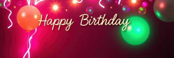 Colorful birthday celebration with balloons and lights for a joyful occasion photo