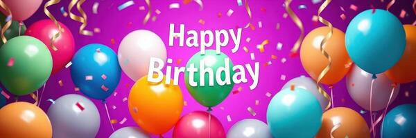 Colorful balloons and confetti create a festive atmosphere for a joyful birthday celebration photo