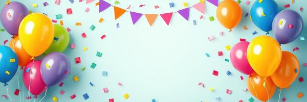 Colorful balloons and festive decorations create a cheerful atmosphere for a celebration or party setting photo